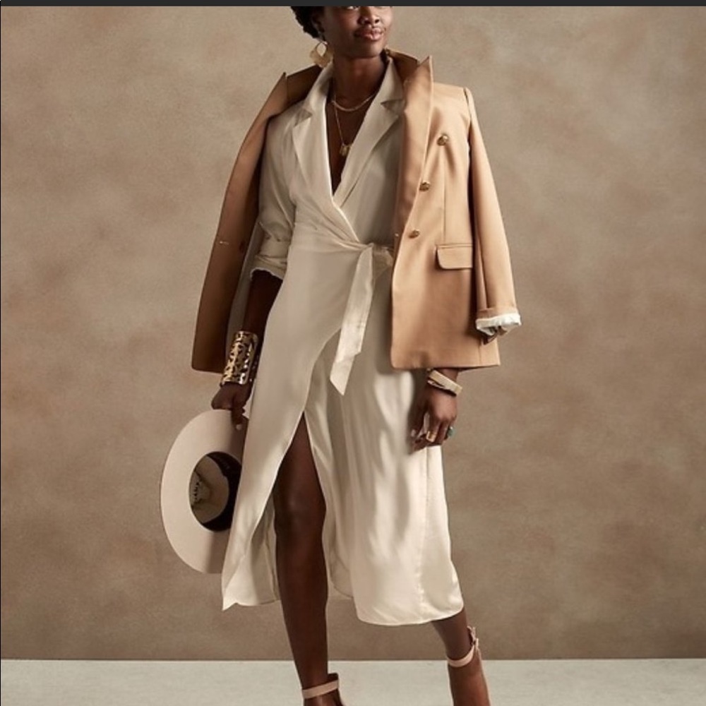 NWOT BANANA REPUBLIC WHITE BLAZER WRAP DRESS MEDIUM